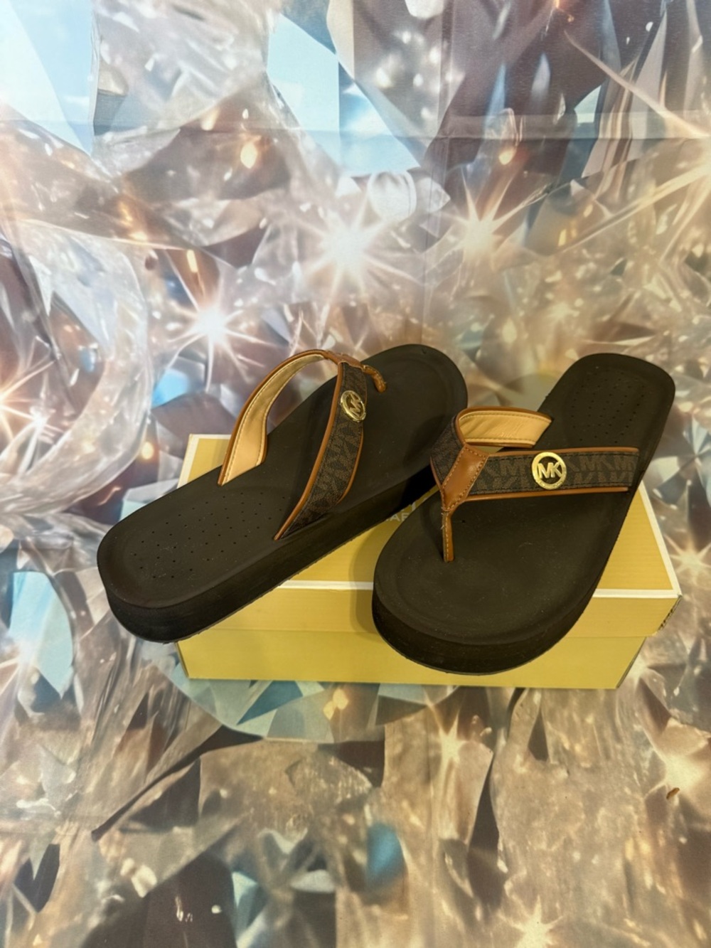 Michael Kors Brown Platform Flip Flop Sandals